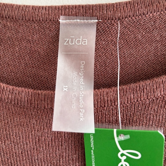 Zuda Ecovero Split Back Sweater Top Women's Size 1X Casual Athleisure NWT - Picture 3 of 15